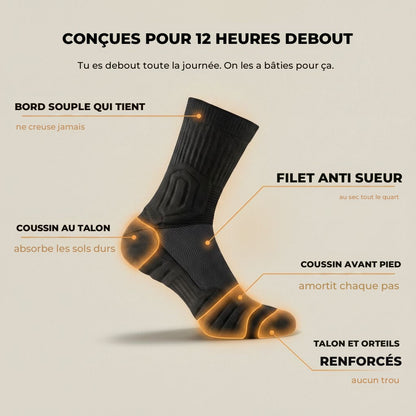 Les zones de coussin des chaussettes APLOMB