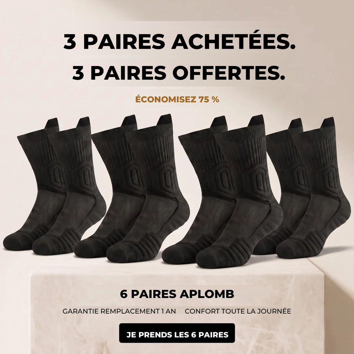 Offre trois paires achetees, trois paires offertes
