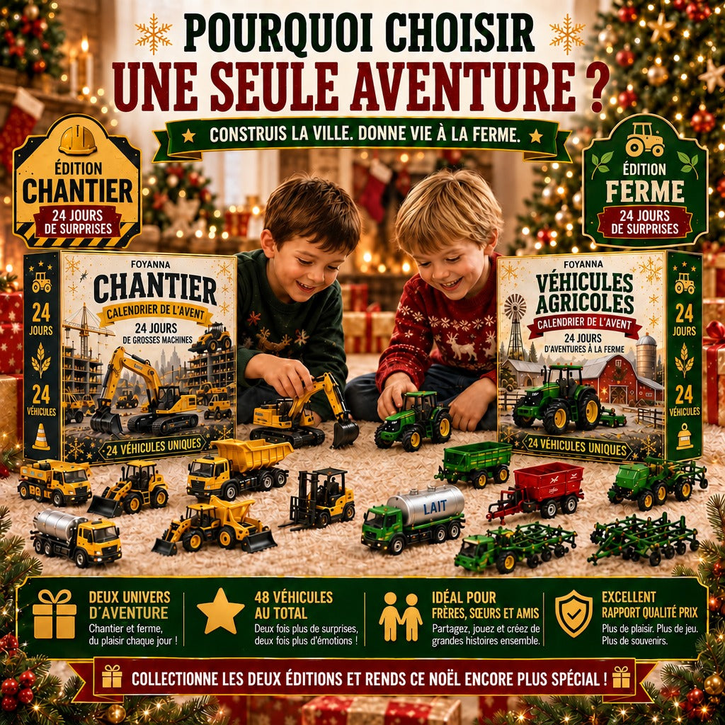 Pourquoi choisir une seule aventure : deux enfants jouent avec les deux calendriers de l'avent