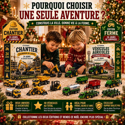 Pourquoi choisir une seule aventure : deux enfants jouent avec les deux calendriers de l'avent