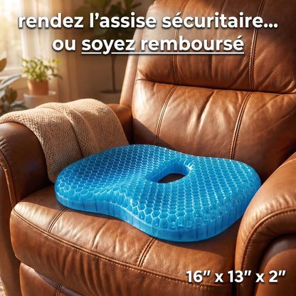 Coussin MediGel sur un fauteuil en cuir