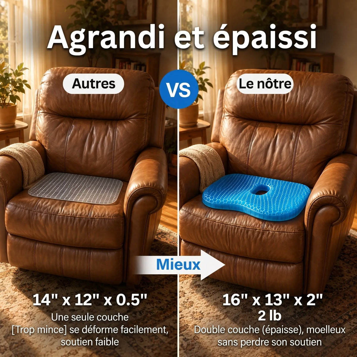 Coussin MediGel agrandi et épaissi