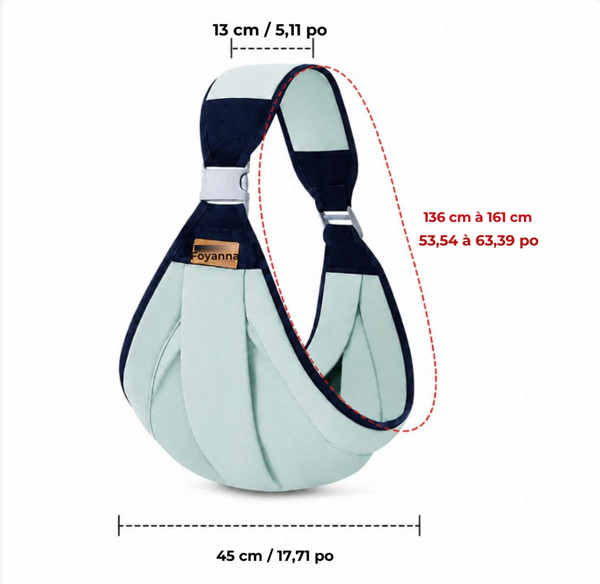 Dimensions de l'écharpe porte-bébé