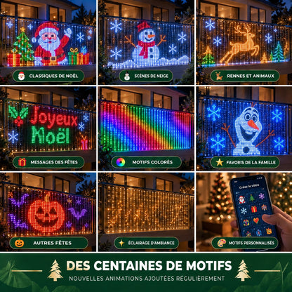Des centaines de motifs : classiques de Noël, scènes de neige, rennes, messages, motifs colorés