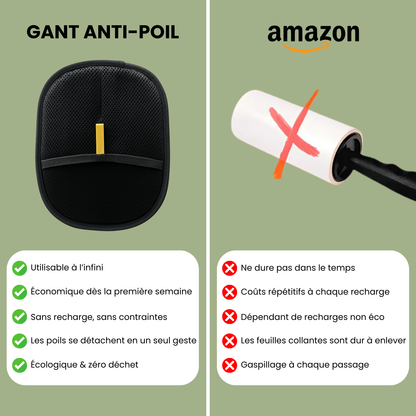 Gant anti-poils comparé au rouleau adhésif