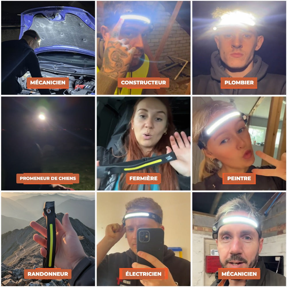 Lampe frontale DEL à détecteur de mouvement Foyanna
