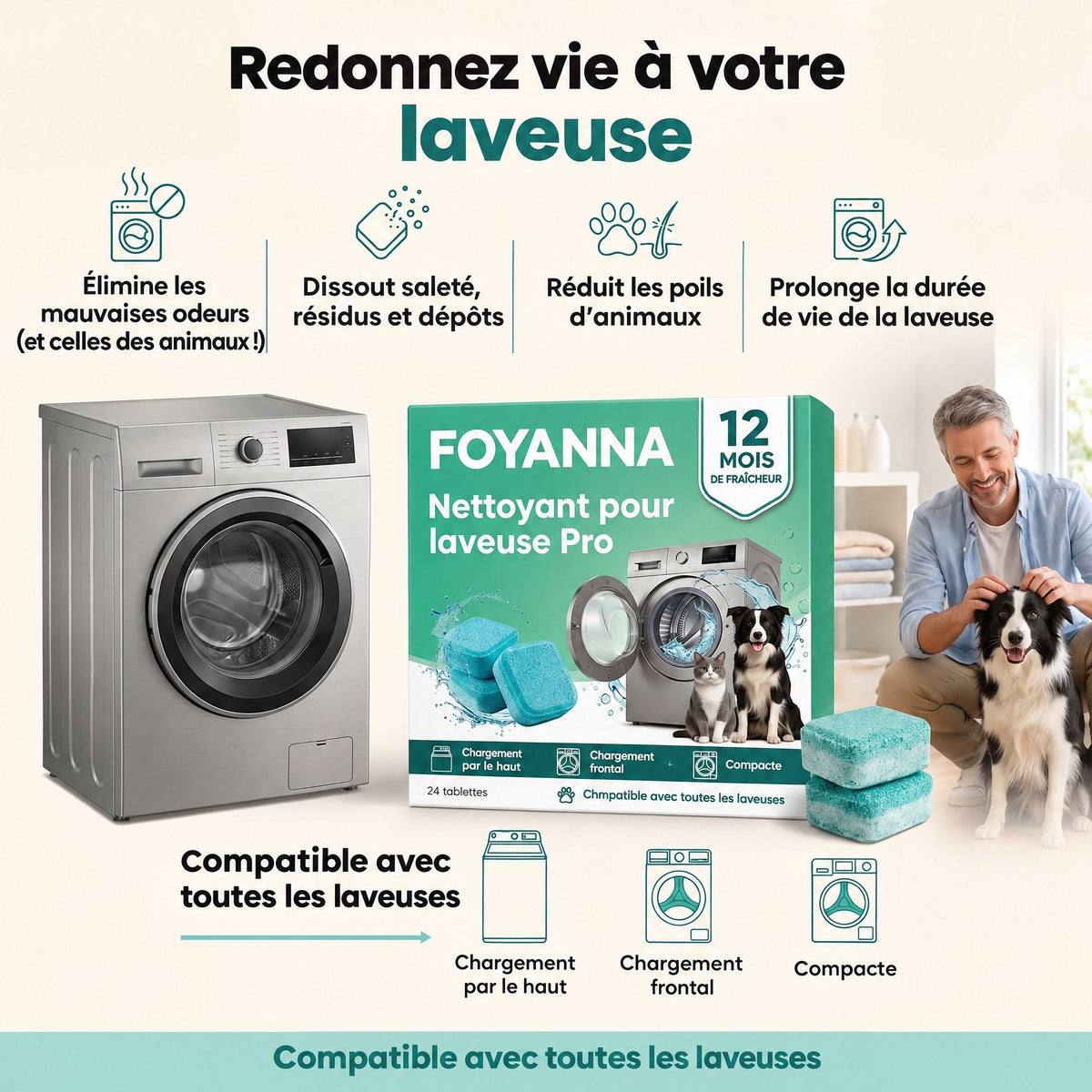 Foyanna® Nettoyant pour laveuse Pro