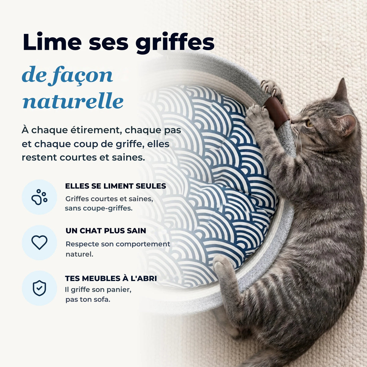Le Nid Foyanna lime les griffes du chat de façon naturelle