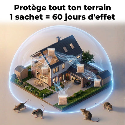 Les sachets protègent tout ton terrain, 1 sachet agit 60 jours