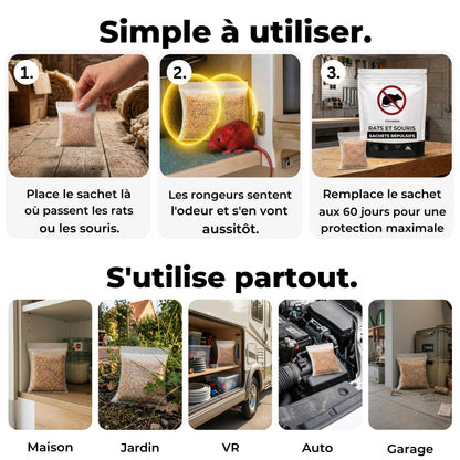 Mode d'emploi en 3 étapes et lieux d'utilisation des sachets répulsifs
