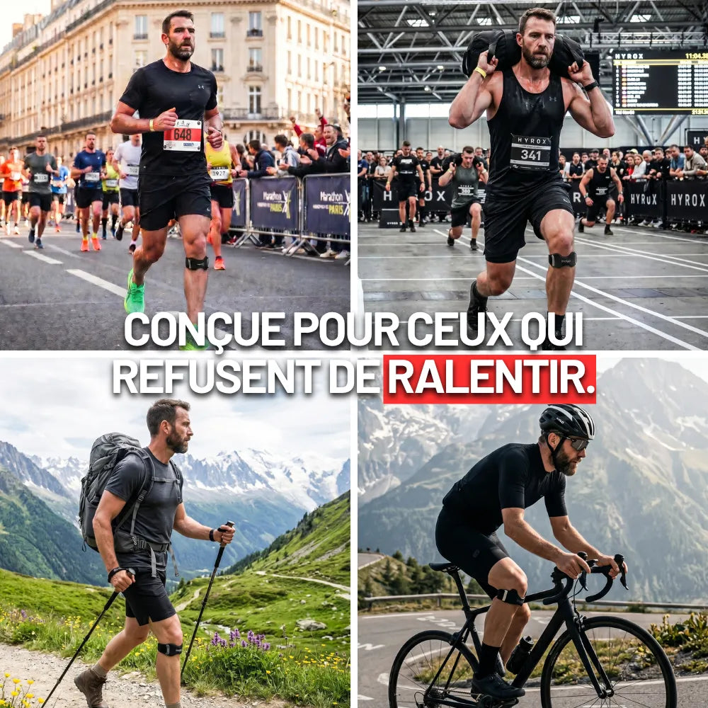 Sangle rotulienne portée en course, en entraînement, en randonnée et à vélo