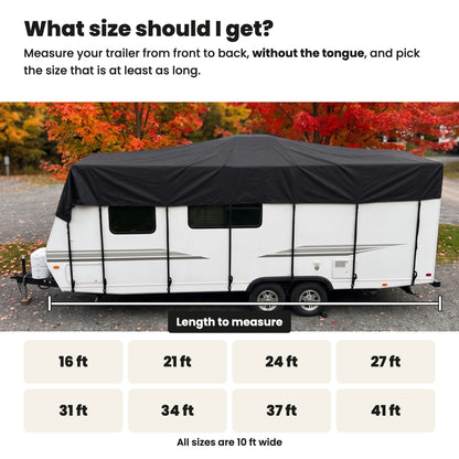 [en] What size should I get: measure the trailer without the tongue, 8 sizes from 16 to 41 ft