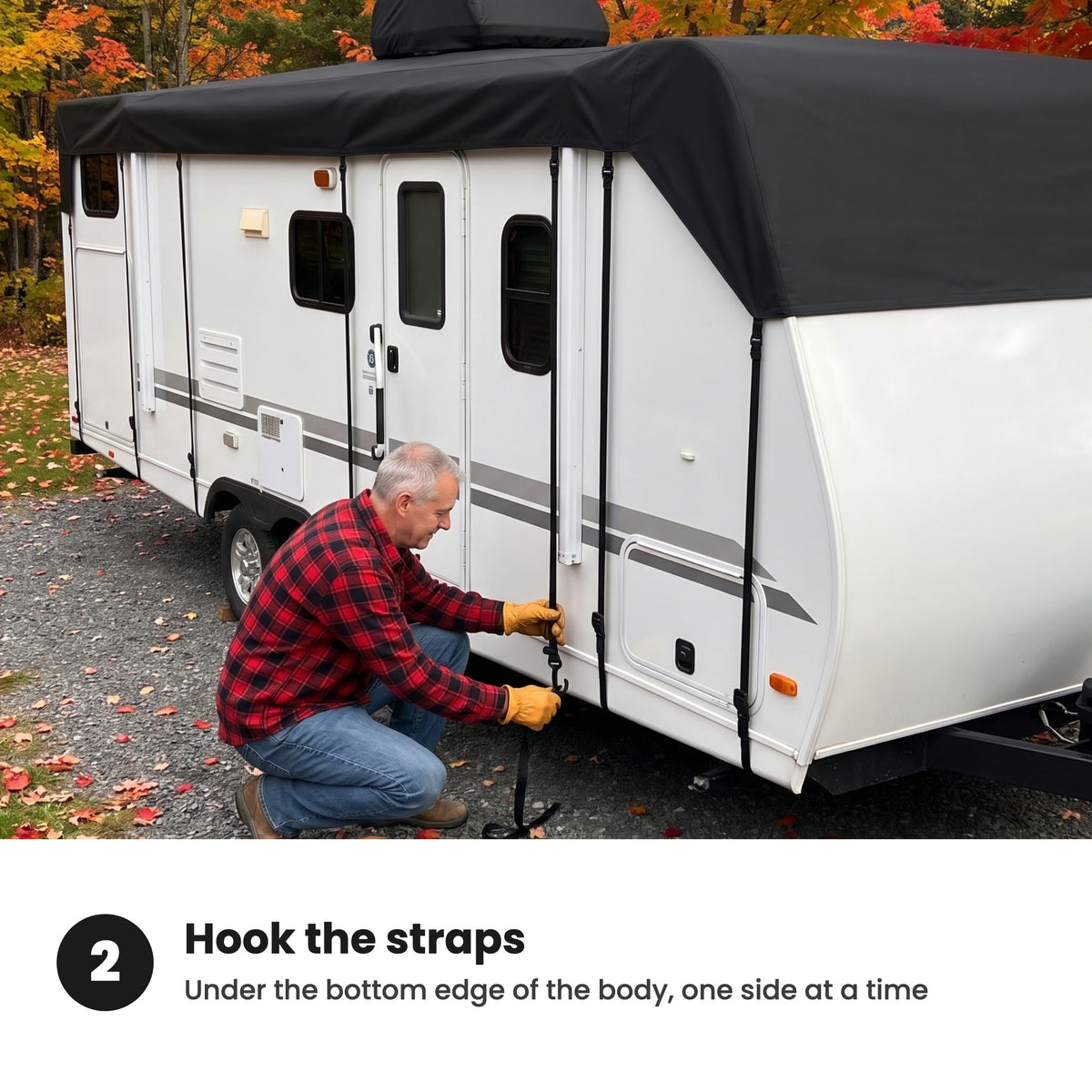 [en] Step 2: hook the straps under the bottom edge of the body