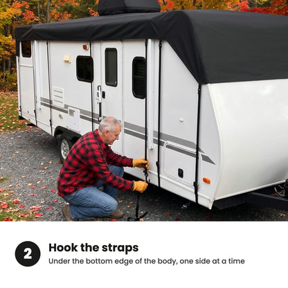 [en] Step 2: hook the straps under the bottom edge of the body