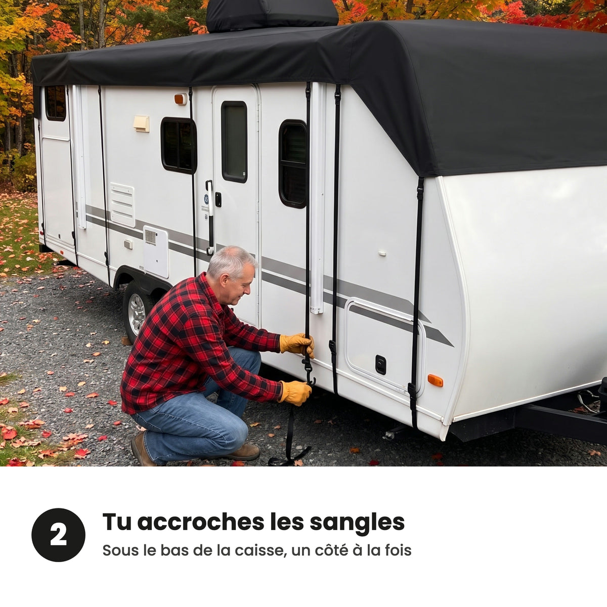 [fr] Étape 2 : accrocher les sangles sous le bas de la caisse