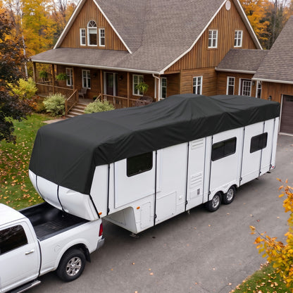 Toile de toit sur une fifth wheel attelée, climatisation couverte