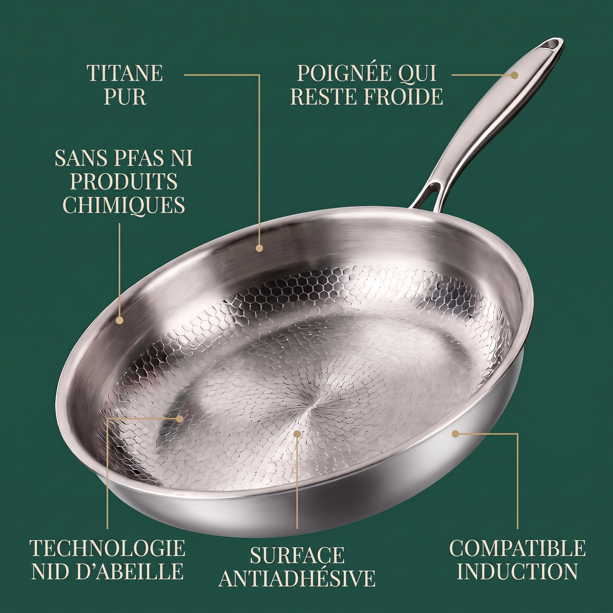 Caractéristiques de la poêle en titane
