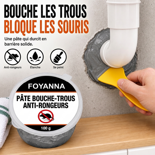 Pâte bouche-trous anti-rongeurs Foyanna autour d'un tuyau